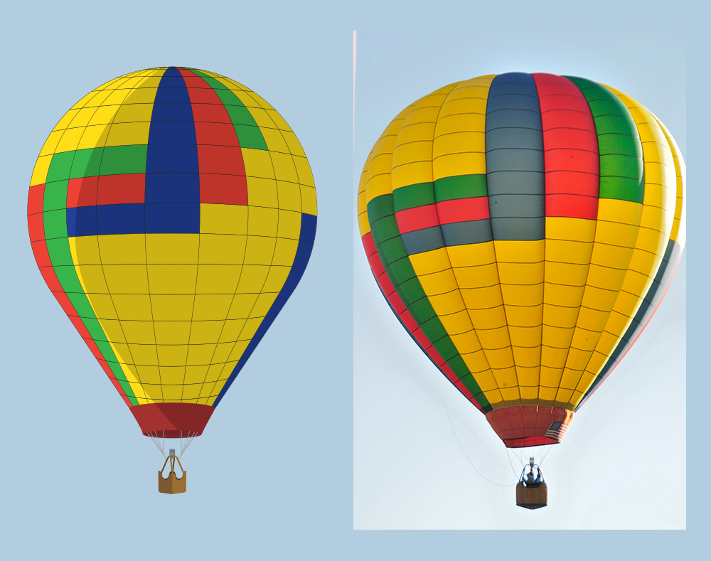 Comparison of balloon photo to illustration
