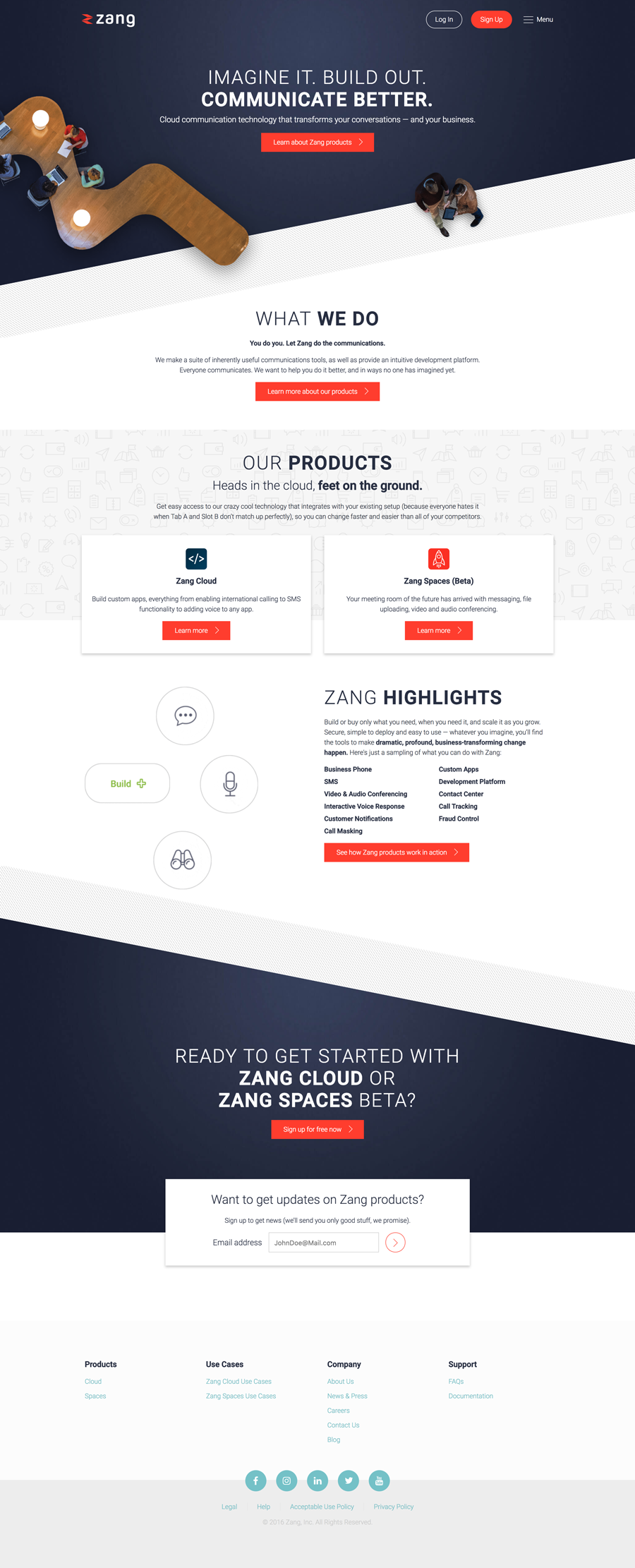 Zang Homepage Screenshot